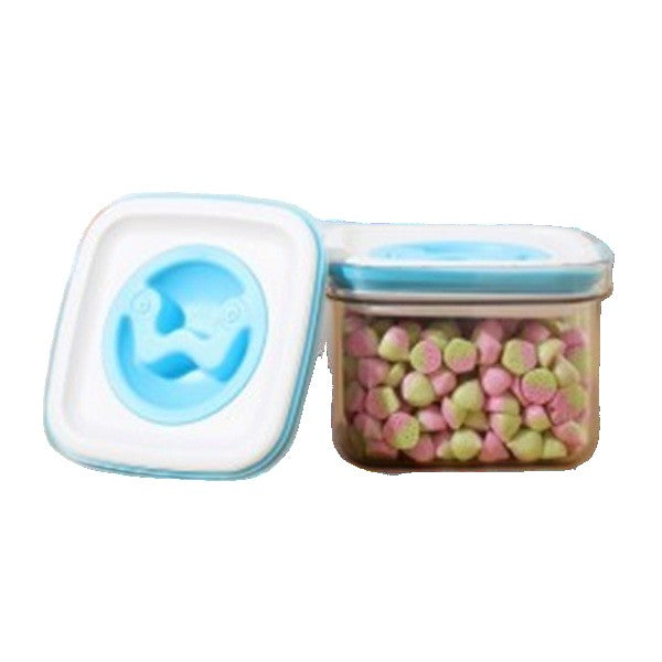 Cutie de Depozitare pentru Bucatarie, Flippy, 600 ml, din ABS+PET+Silicon, Capac Alb/Albastru, 11.5 x 8 x 8 cm, Transparent