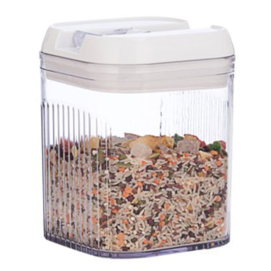 Cutie de Depozitare Alimente, Flippy, Cutie pentru Bucatarie, Cutie pentru Condimente, din PET ABS Silicon, 12.5 x 12.5 x 16.5 cm, 461 g, 1.3L, Transparent Alb