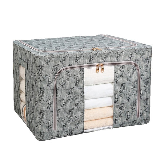 Cutie Depozitare, Flippy, 66L, din Material Textil, 50 x 40 x 33 cm, pentru Haine si Lenjerii, Model Bambus, Verde