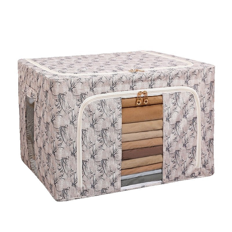 Cutie Depozitare, Flippy, 66L, din Material Textil, 50 x 40 x 33 cm, pentru Haine si Lenjerii, Model Bambus, Galben