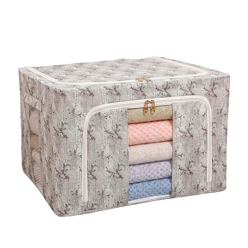 Cutie Depozitare, Flippy, 66L, din Material Textil, 50 x 40 x 33 cm, pentru Haine si Lenjerii, Model Flori de Primavara, Verde