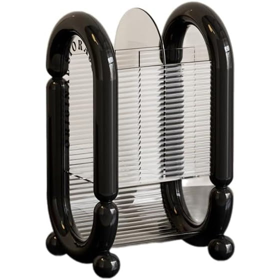 Cutie pentru Depozitare Cosmetice, Flippy, pentru Pensule, Creioane si Buretei, 4 Compartimente, din Plastic, 12 x 10 x 20 cm, Negru