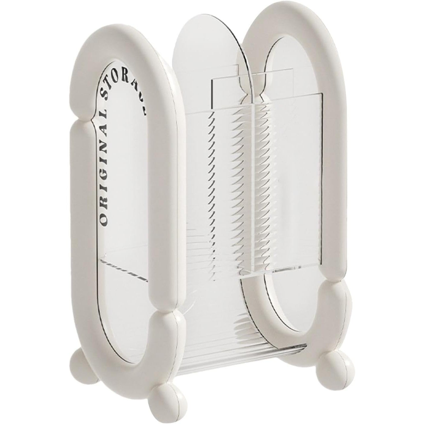 Cutie pentru Depozitare Cosmetice, Flippy, pentru Pensule, Creioane si Buretei, 4 Compartimente, din Plastic, 12 x 10 x 20 cm, Alb