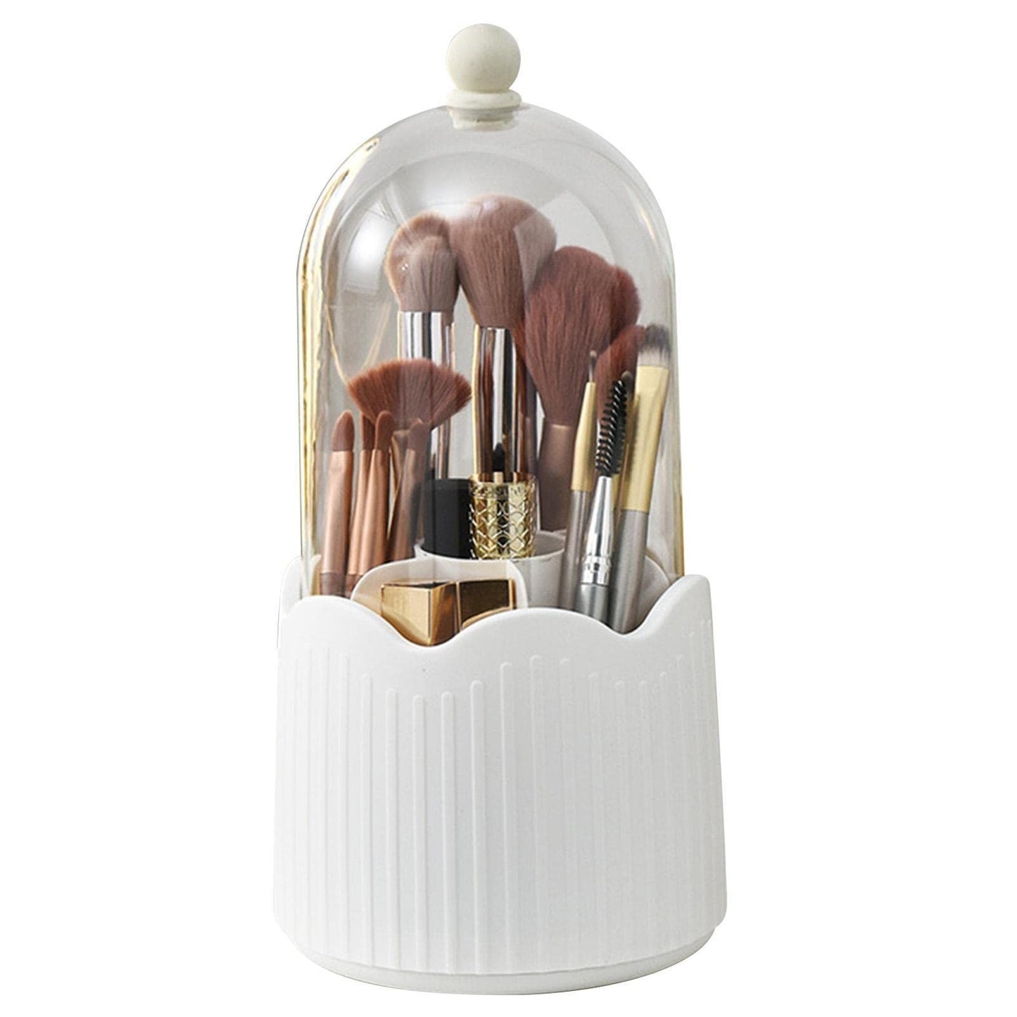 Cutie pentru Depozitarea Pensulelor de Machiaj, Flippy, Rotativa, Plastic, 36 cm x 13 cm, Alb