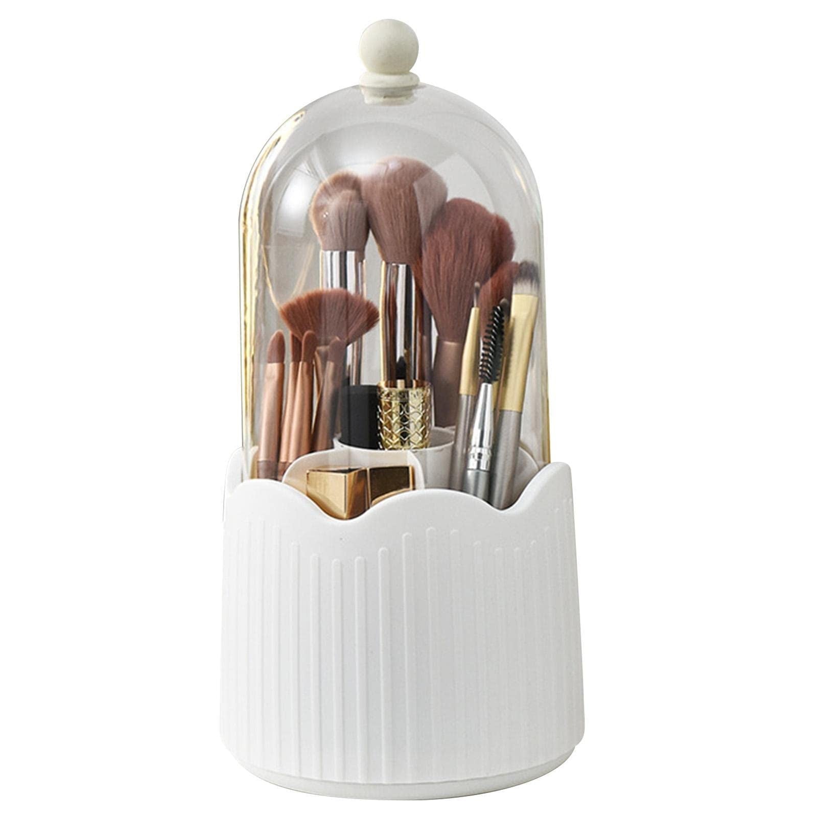 Cutie pentru Depozitarea Pensulelor de Machiaj, Flippy, Rotativa, Plastic, 36 cm x 13 cm, Alb