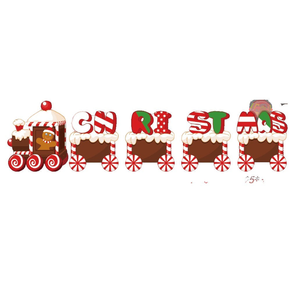 Decoratiune de Craciun, Flippy, pentru Gradina, Tip Trenulet, 5 Figurine + Bete de Infipt in Pamant, din Plastic, Impermeabil, Model Tren Christmas, Multicolor