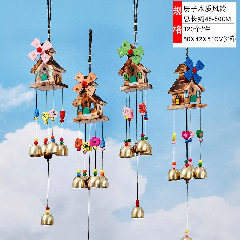 Decoratiune gradina pentru vant, Flippy, 45-50 cm, casute diverse, Multicolor