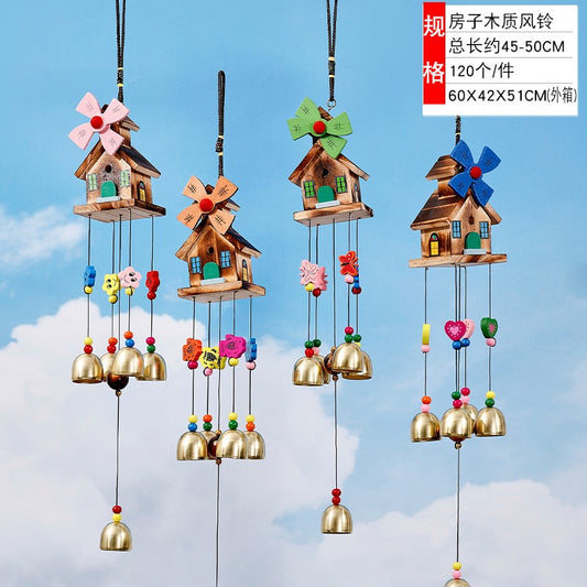 Decoratiune gradina pentru vant, Flippy, 45-50 cm, casute diverse, Multicolor