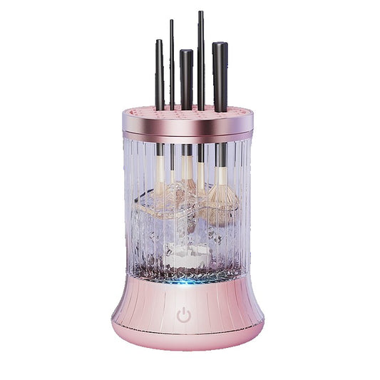 Dispozitiv Portabil de Curatare a Pensulelor de Machiaj, Flippy, pentru Pensule de Diferite Dimensiuni, 5V, 7000RPM, Vibratii Sonice, USB Type C, 9x9x16 cm, Roz