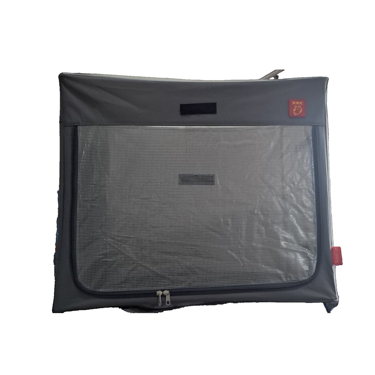 Cusca Animale pentru Uscare Blana, Flippy, din Textil, Fereastra Transparenta, 53 x 36 x 42 cm, Gri