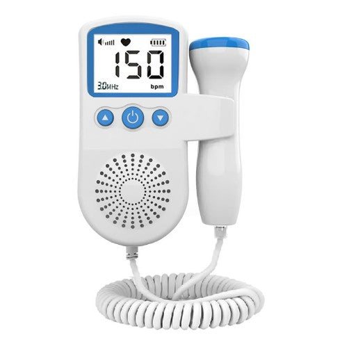 Monitor Fetal Doppler, Flippy, Monitorizare Sarcina, Ritm Cardiac, Ecran LCD 4.5 cm, 2 x Baterii AA (neincluse), Portabil, din ABS, 12.8 x 9.6 x 3 cm, Utilizare de la 9 Saptamani, Albastru