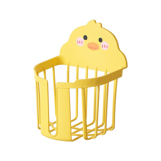 Suport pentru Hartie Igienica, Flippy, din Plastic PP, Montare pe Perete cu Adeziv, Model Ratusca, 17.5x13.5x12 cm, Galben