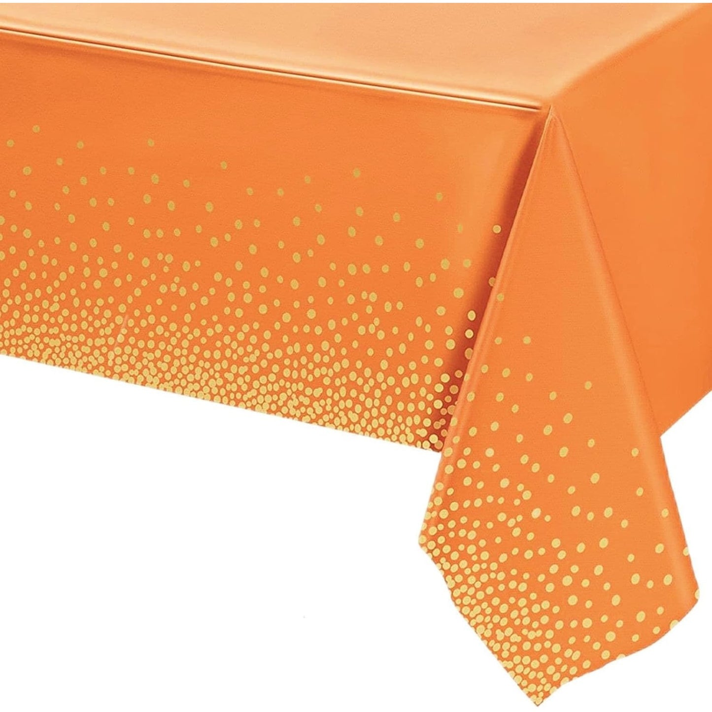 Fata de Masa, Flippy, din PEVA, Imprimeu Buline Aurii, 137 x 274 cm, Impermeabila, Fara Pete, Curatare Rapida, Portocaliu