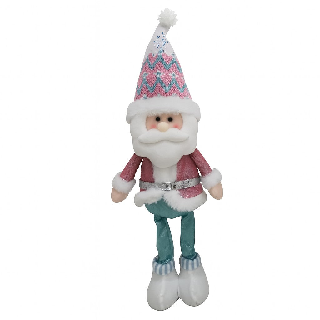 Figurina de Craciun Mos Craciun, Flippy, Figurina Decorativa Mos Craciun pentru Sarbatorile de Iarna, 53 x 17 x 8 cm, Alb Roz