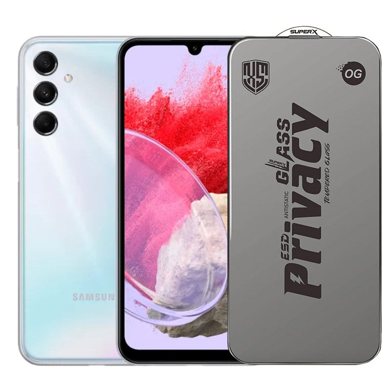 Folie de Protectie pentru Samsung Galaxy M34, Flippy, Sticla Securizata ESD Antistatica, Super-X Privacy OG, Margini Negre, 0.30 mm, Transparent Inchis