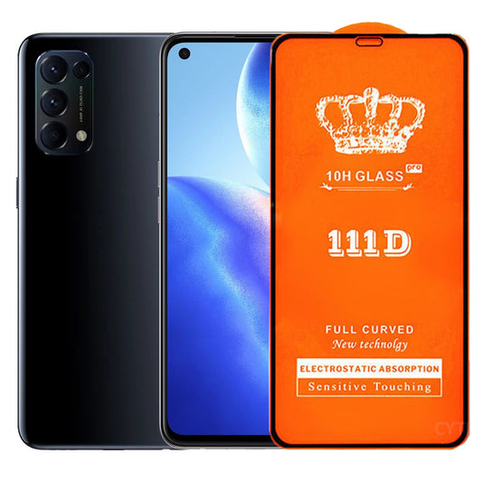 Folie Securizata pentru Oppo Reno 5, 5G, Flippy, Sticla de Protectie Compatibila cu Oppo Reno 5, 5G, Full Cover 111D, 10H GLASS, Margini Negre, Transparenta
