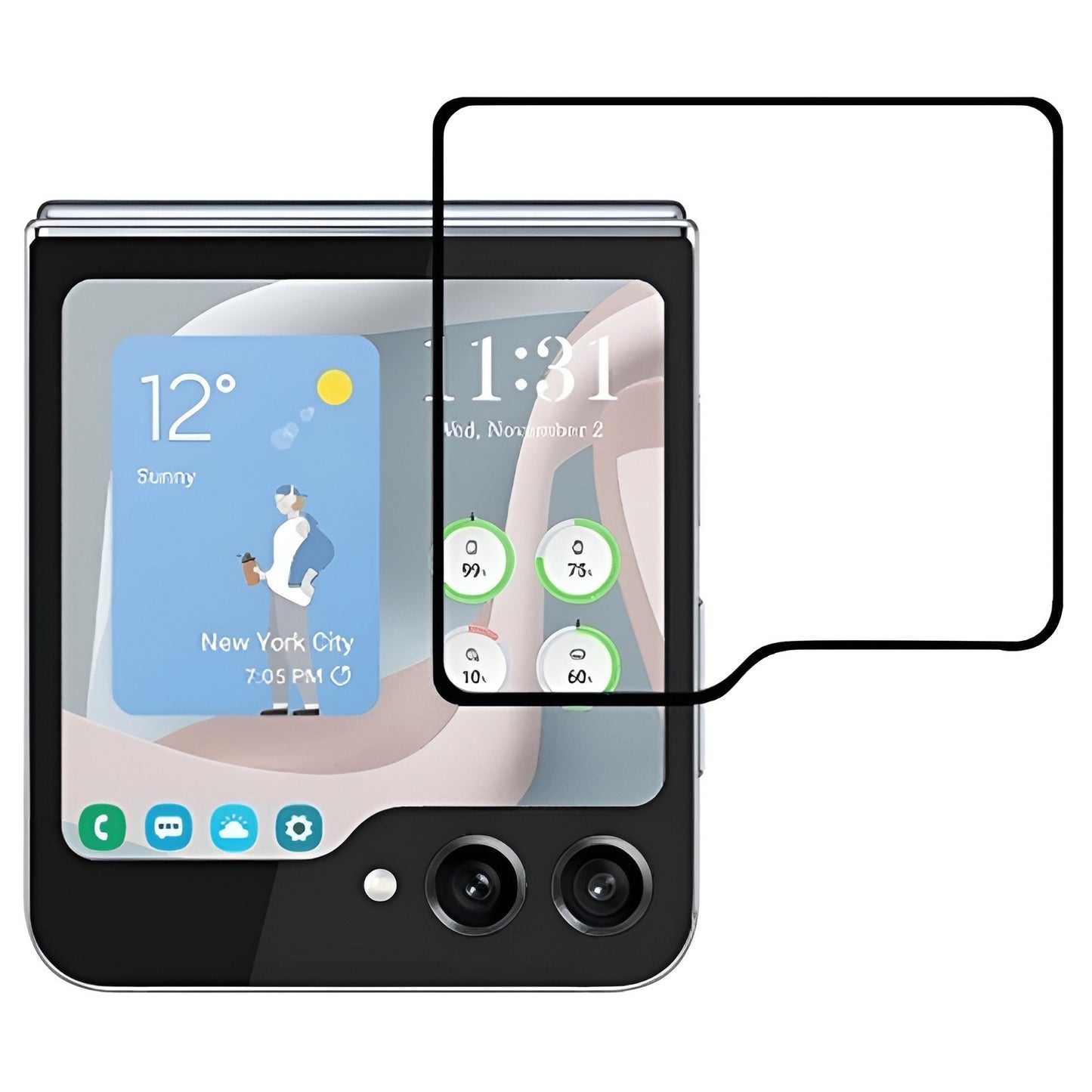 Folie Sticla Securizata, Flippy, Pentru Samsung Galaxy Z Flip 5, Full Glue, Margini Negre, Transparent