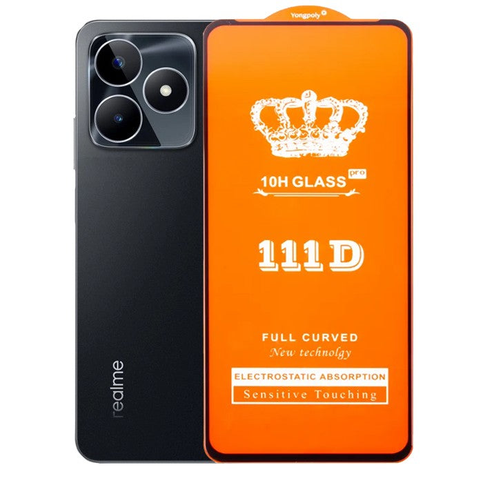 Folie Sticla Securizata pentru Realme C53, Flippy, Sticla de Protectie Compatibila cu Realme C53, Full Cover 111D, HD, Margini Negre, Transparenta