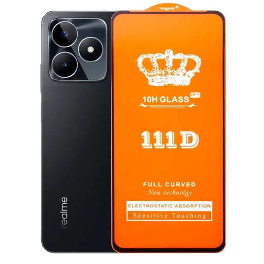 Folie Sticla Securizata pentru Realme C53, Flippy, Sticla de Protectie Compatibila cu Realme C53, Full Cover 111D, HD, Margini Negre, Transparenta