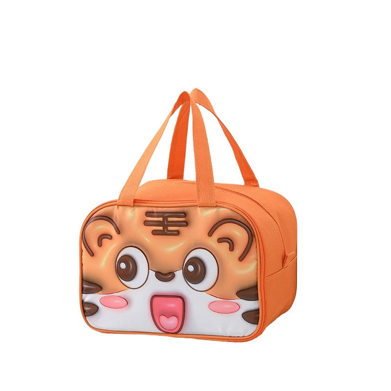 Geantă Frigorifică, Flippy, cu Desene Animat 3D, Portabilă pentru Copii, de Prânz, din Pânză Oxford, 27.5x18x20 cm, Model Tigru, Portocaliu
