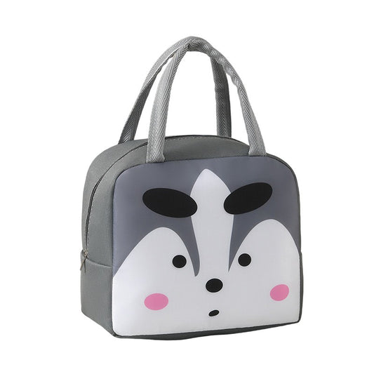 Geantă Frigorifică, Flippy, cu Desene Animat, Portabilă pentru Copii, de Prânz, din Pânză Oxford, 22x14x19 cm, Model Vulpe, Gri