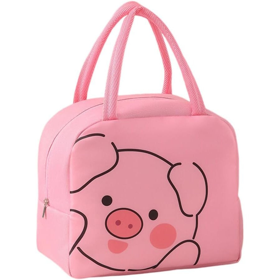 Geantă Frigorifică, Flippy, cu Desene Animat, Portabilă pentru Copii, de Prânz, din Pânză Oxford, 22x14x19 cm, Model Purcelus, Roz