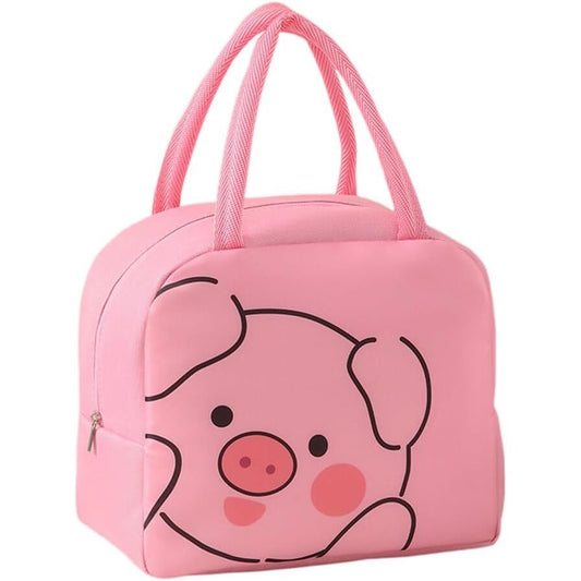 Geantă Frigorifică, Flippy, cu Desene Animat, Portabilă pentru Copii, de Prânz, din Pânză Oxford, 22x14x19 cm, Model Purcelus, Roz