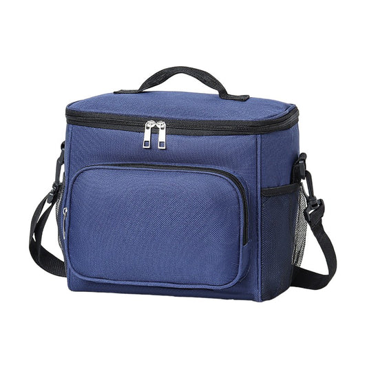 Geanta pentru Pranz, Flippy, Multifunctionala, Compartimentata, 2 Tipuri de Manere, Impermeabila, 26x24x17 cm, Albastru