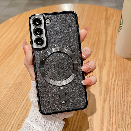 Husa de Protectie 2 in 1, Flippy, pentru Samsung Galaxy S23FE, Glitter Chrome Magsafe, din TPU, Magnetica, cu Protectie Lentila, Negru
