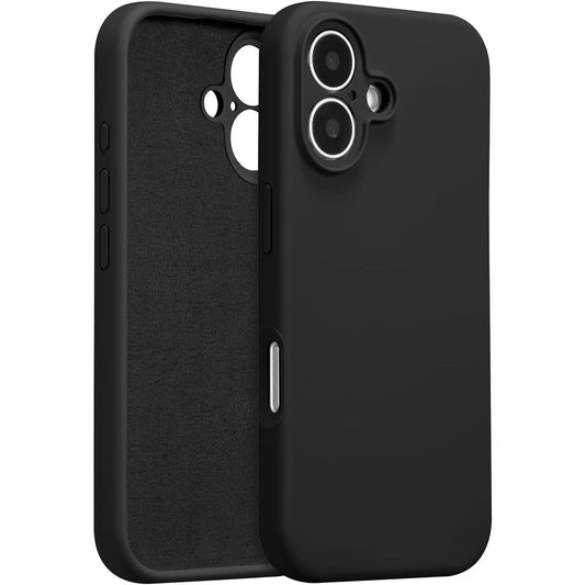 Husa de Protectie, Flippy, pentru iPhone 16 Plus, Liquid Silicone, cu Microfibra pe Interior, Protectie Antisoc, Compatibil Incarcare Wireless, Negru