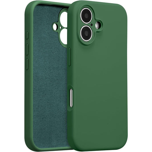 Husa de Protectie, Flippy, pentru iPhone 16 Plus, Liquid Silicone, cu Microfibra pe Interior, Protectie Antisoc, Compatibil Incarcare Wireless, Verde