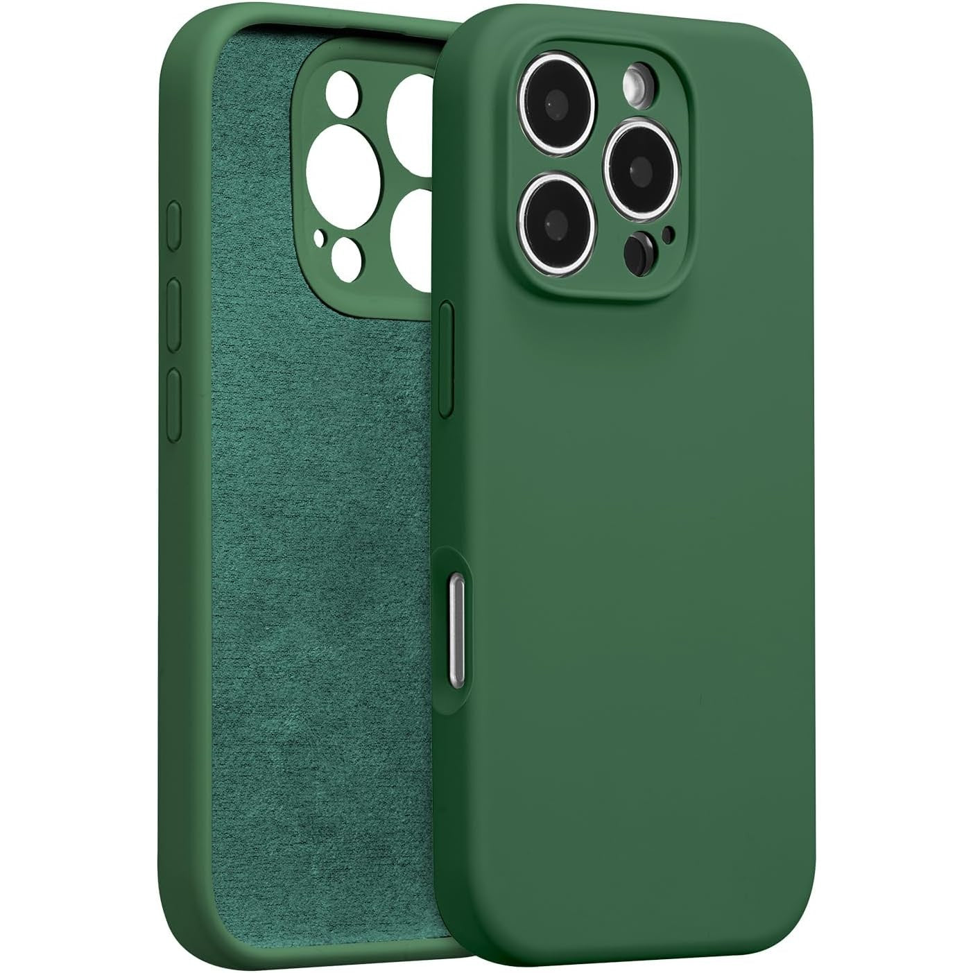 Husa de Protectie, Flippy, pentru iPhone 16 Pro, Liquid Silicone, cu Microfibra pe Interior, Protectie Antisoc, Compatibil Incarcare Wireless, Verde