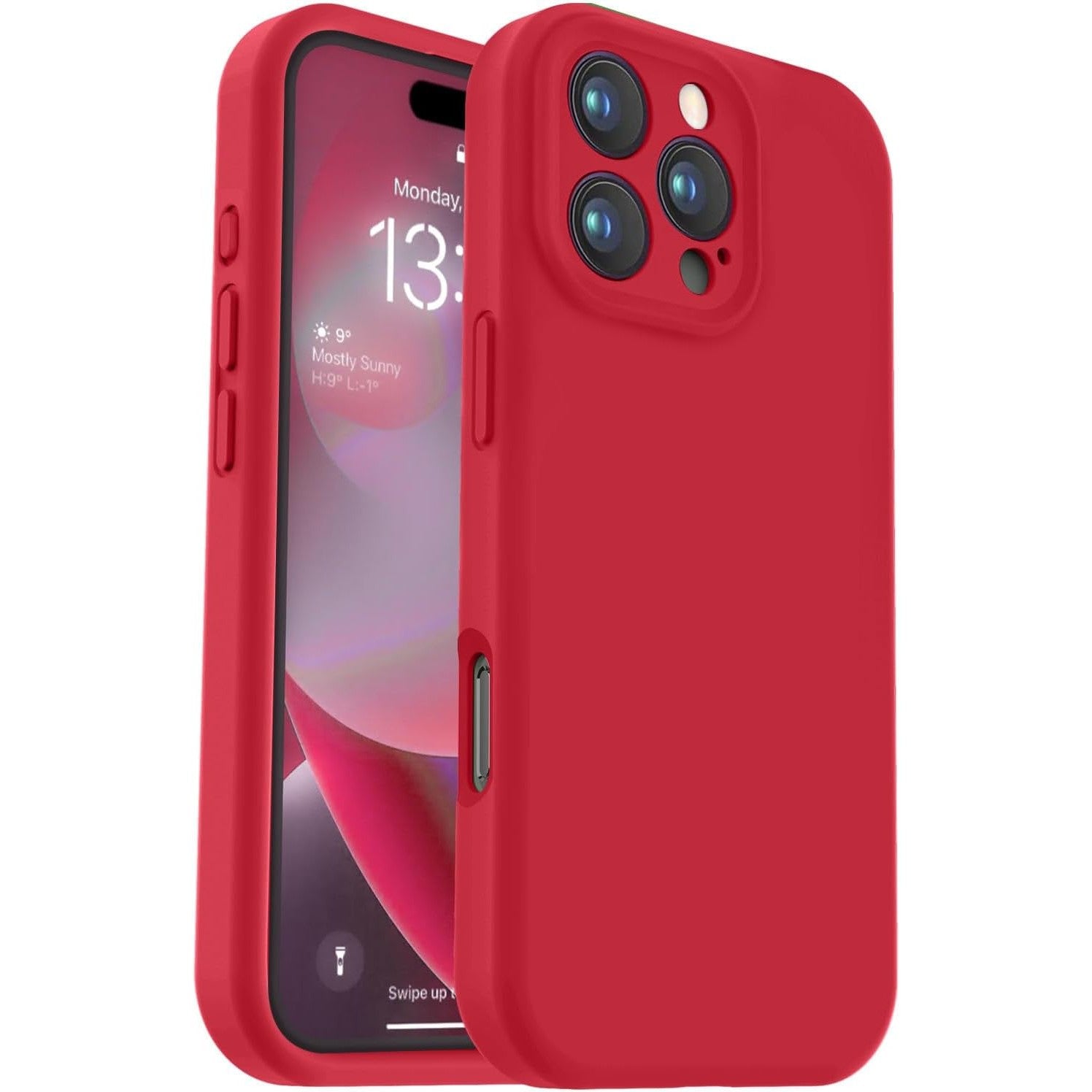 Husa de Protectie, Flippy, pentru iPhone 16 Pro Max, Liquid Silicone, cu Microfibra pe Interior, Protectie Antisoc, Compatibil Incarcare Wireless, Rosu
