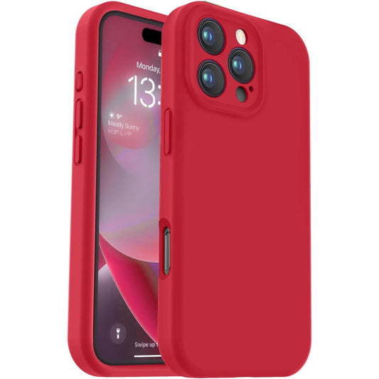 Husa de Protectie, Flippy, pentru iPhone 16 Pro Max, Liquid Silicone, cu Microfibra pe Interior, Protectie Antisoc, Compatibil Incarcare Wireless, Rosu