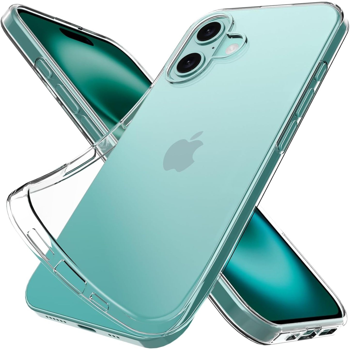 Husa de Protectie din Silicon, pentru Apple iPhone 16 Plus, PC, Antisoc, Rezistenta la Impact, Transparenta