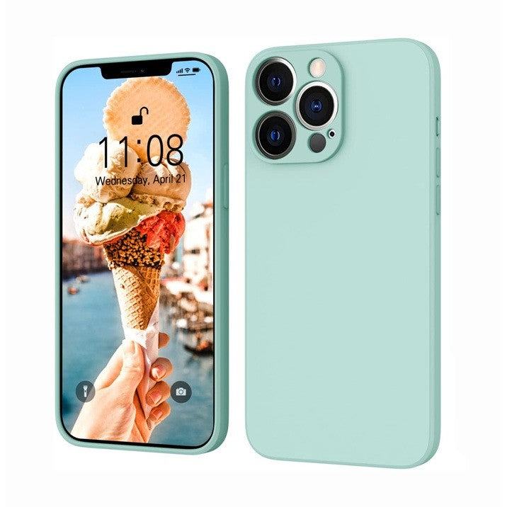 Husa pentru Apple iPhone 14 Plus Flippy, Liquid Silicone, cu Microfibra pe interior, Protectie Antisoc, Light Cyan