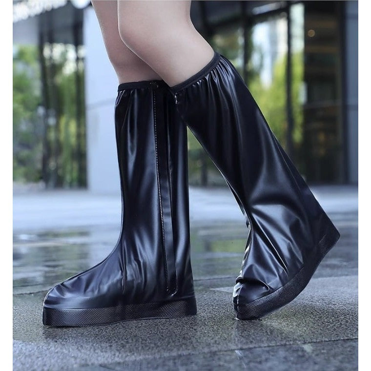 Protectie Incaltaminte pentru Ploaie si Noroi, Flippy, Impermeabila, Talpa Antiderapanta, cu Fermoar si Capsa, Inaltime 40 cm, Marime XXL 42-43, Negru