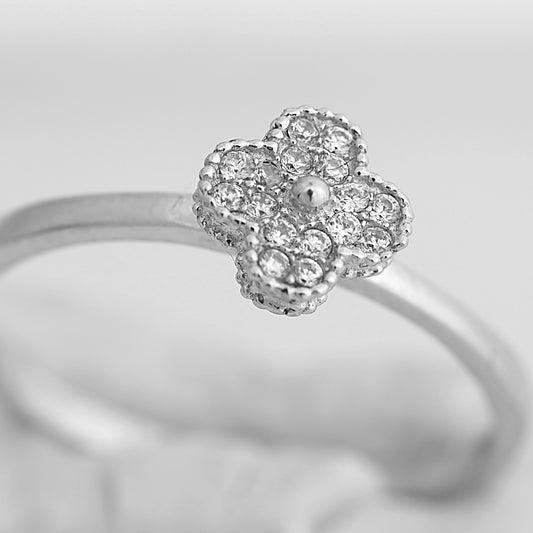 Inel din Argint 925, Trifoi cu Pietre, marimea 57