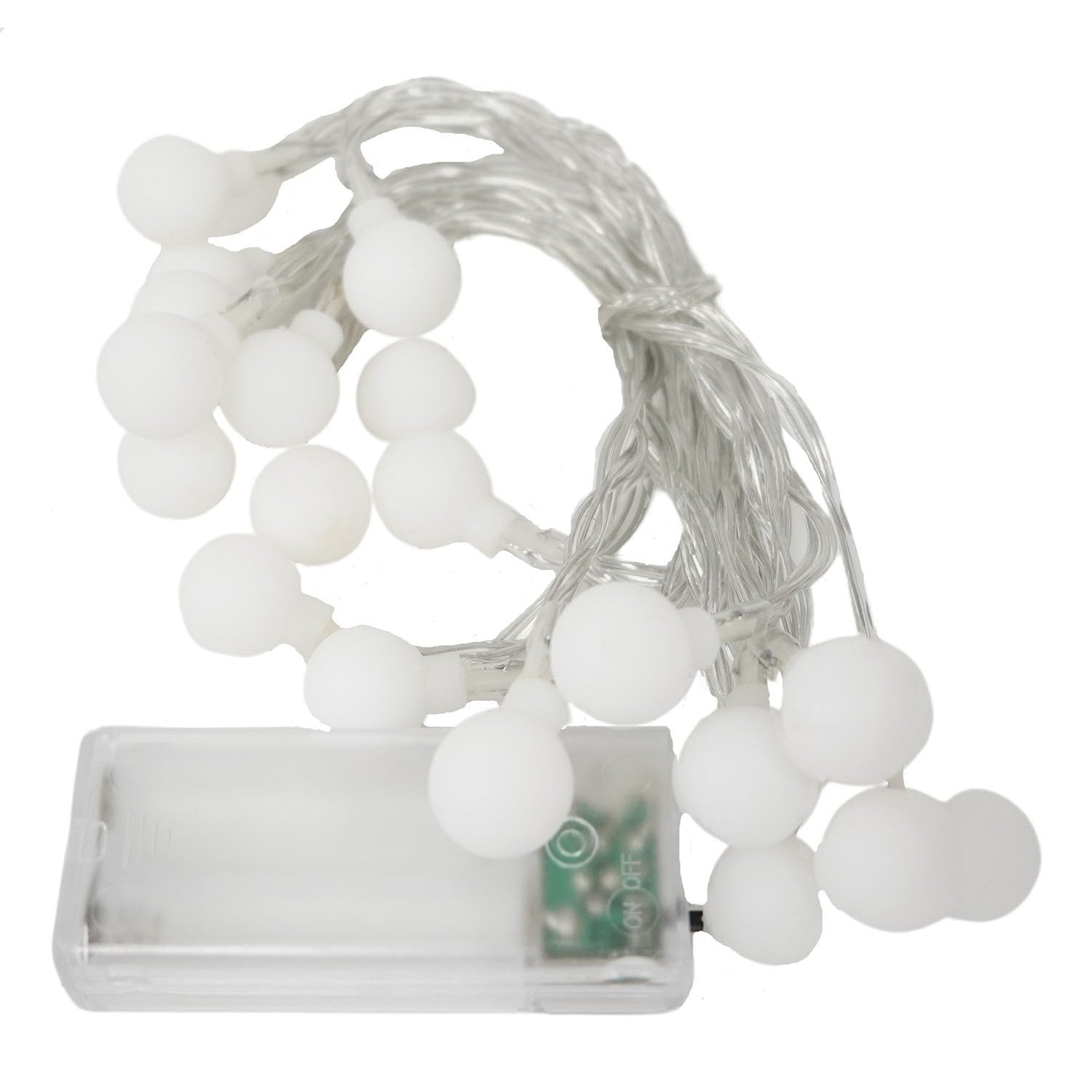 Instalatie Craciun, .3 m, 20 de LED-uri, alb-cald, model cu bilute, liniara, cu baterie, interior/exterior, Flippy