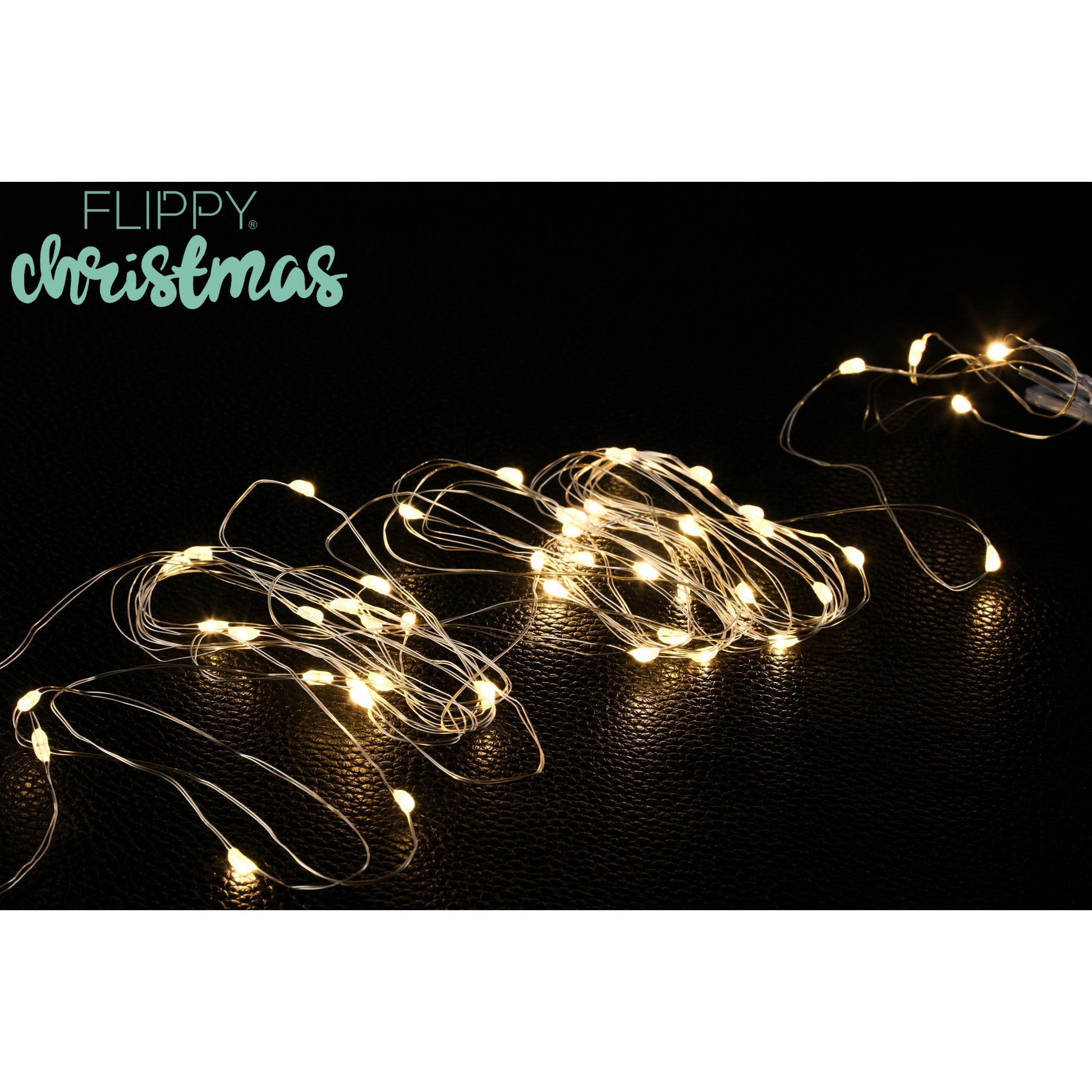 Instalatie Craciun, 5 metri, 50 LED-uri, alb cald, cu baterii, fir cupru, liniar, interior/exterior, Flippy