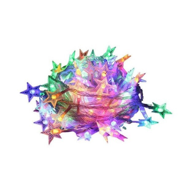 Instalatie Craciun, Alimentare prin USB, 6 metri, 40 LED-uri tip Stea, fir Transparent, Multicolor, Flippy