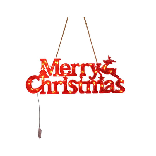 Instalatie LED de Craciun, Flippy, Litere 3D, Merry Christmas, Lumina Calda, 27.5 x 10.5 x 1.4 cm, Rosu