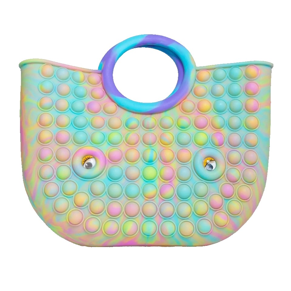 Jucarie Antistres, Flippy, Tip Pop It Now and Flip It, Geanta, din Silicon, 28 cm, Multicolor