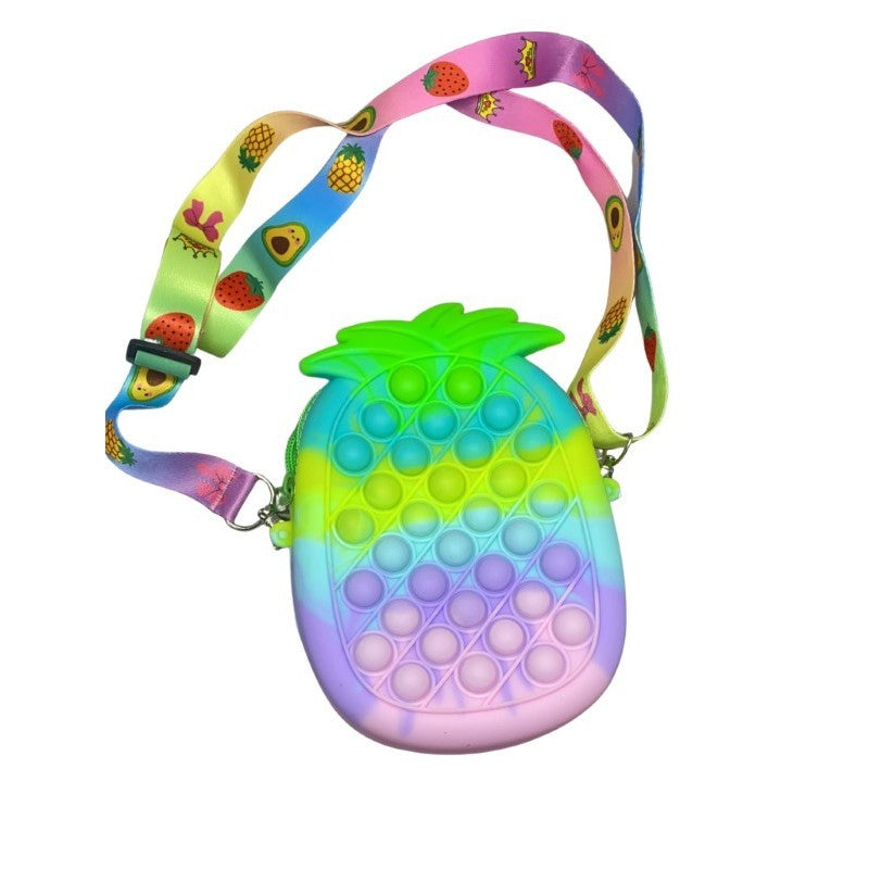 Jucarie antistres din silicon, Flippy, Pop It Now and Flip It, Geanta mica, Ananas, Multicolor, Model 3