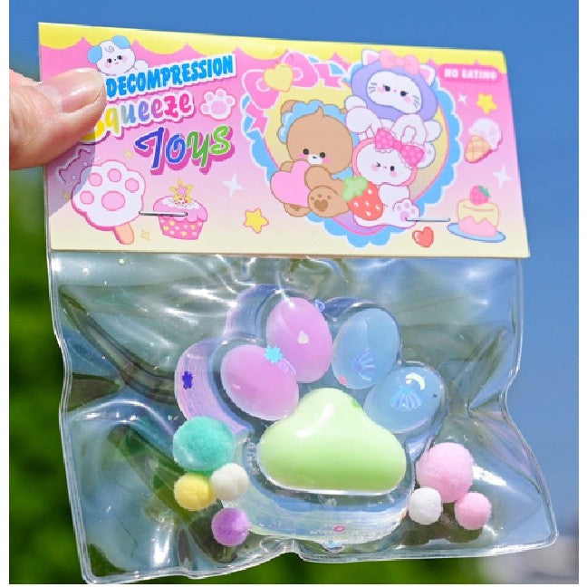 Jucarie Antistres Squishy, Flippy, cu Revenire Lenta, Labuta de Pisica Pufoasa, 7.5 cm, Ambalaj Transparent, Model 27055, Multicolor