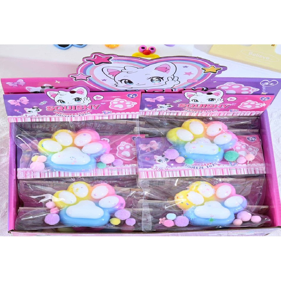 Jucarie Antistres Squishy, Flippy, cu Revenire Lenta, Labuta de Pisica Pufoasa, 7.5 cm, Ambalaj Transparent, Model 27058, Multicolor