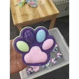 Jucarie Antistres Squishy, Flippy, cu Revenire Lenta, Labuta de Pisica Pufoasa, 8.5 x 7.5 cm, Ambalaj Transparent, Mov inchis Roz