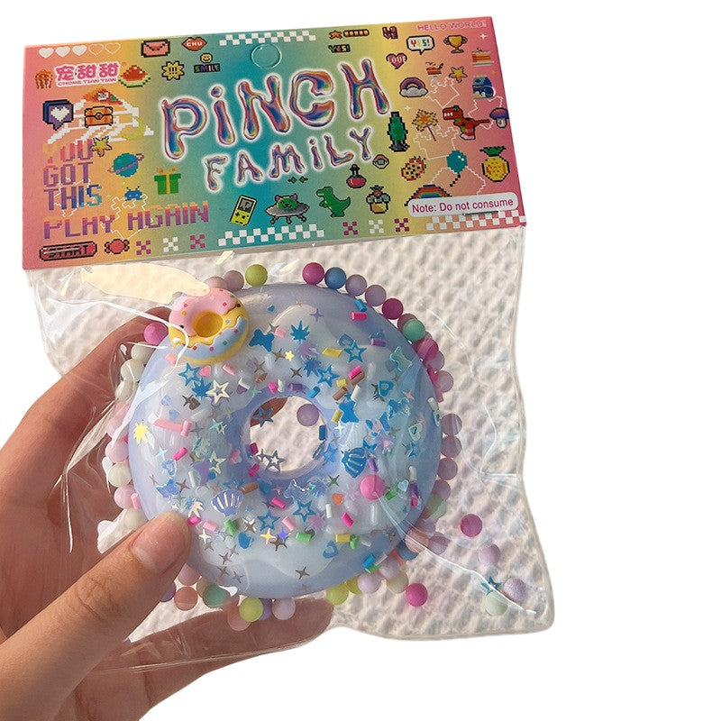 Jucarie Antistres Squishy, Flippy, cu Revenire Lenta, Squeeze Pinch Family, Model Gogoasa, 6x6 cm, 99g, Ambalaj Transparent, Albastru