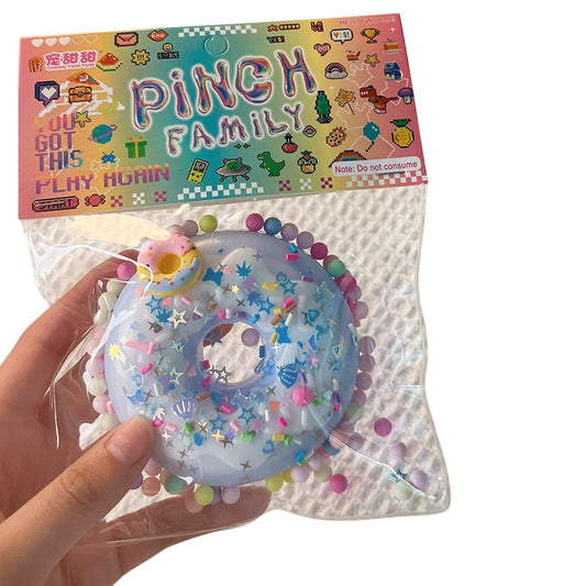 Jucarie Antistres Squishy, Flippy, cu Revenire Lenta, Squeeze Pinch Family, Model Gogoasa, 6x6 cm, 99g, Ambalaj Transparent, Albastru