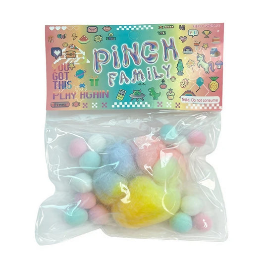 Jucarie Antistres Squishy, Flippy, cu Revenire Lenta, Squeeze Pinch Family, Model Labuta de Pisica Pufoasa, 6x6 cm, 70g, Ambalaj Transparent, Multicolor